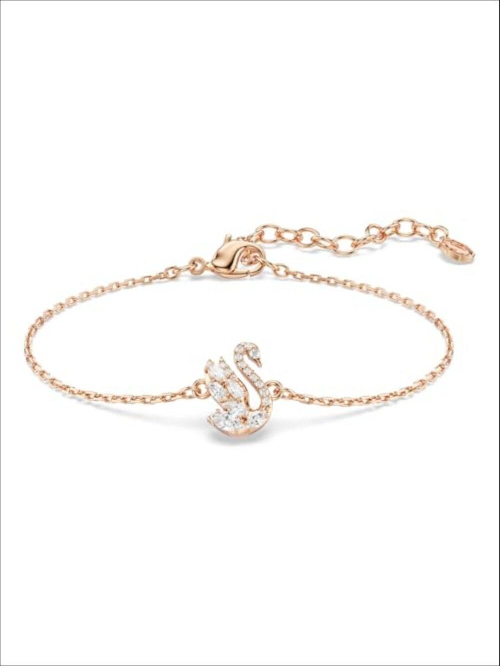 Swarovski Swan Bracelet Mixed Cuts Rose Gold-Tone Plated Chain Bracelet